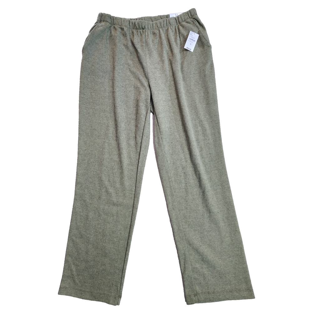 Land's End Sport Knit Pants Women Medium Green High-Rise Straight Leg